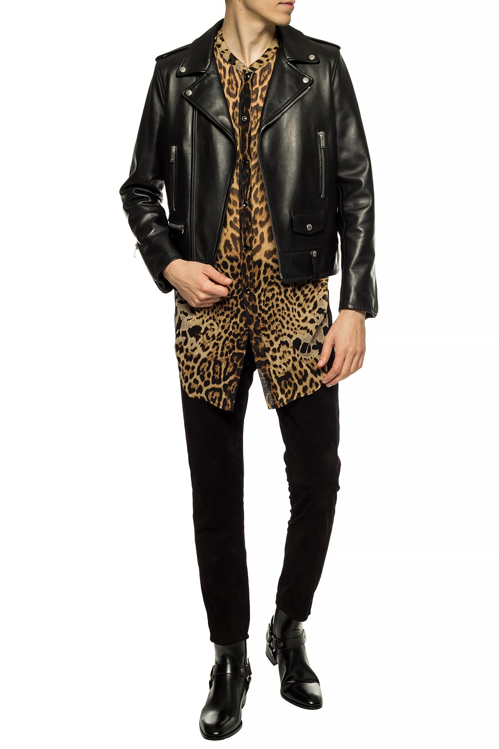 Saint Laurent Leopard-printed silk shirt